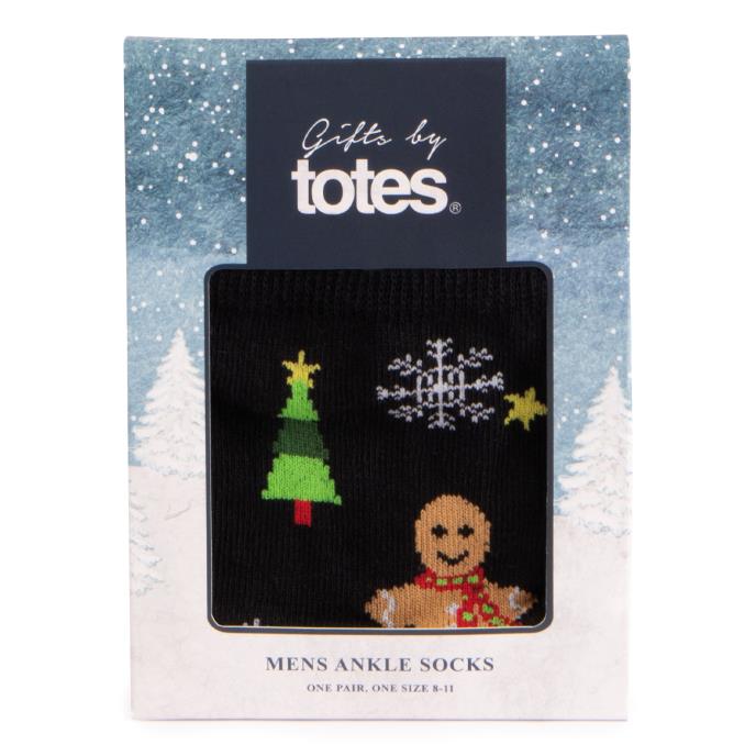 totes Mens Novelty Ankle Socks Gingerbread Extra Image 4